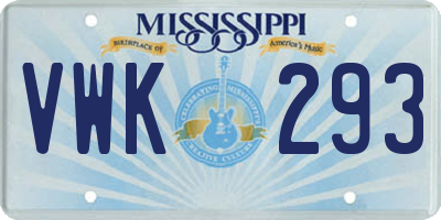 MS license plate VWK293