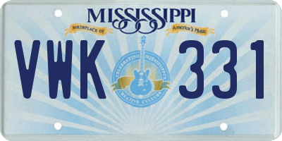 MS license plate VWK331