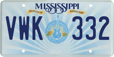 MS license plate VWK332