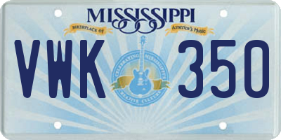 MS license plate VWK350