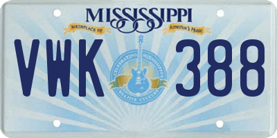 MS license plate VWK388