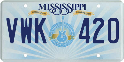 MS license plate VWK420