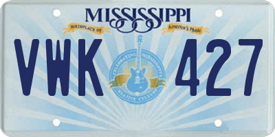 MS license plate VWK427
