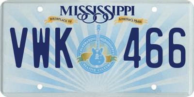 MS license plate VWK466