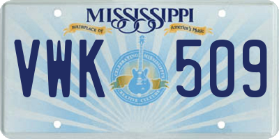 MS license plate VWK509
