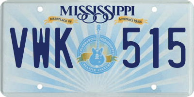 MS license plate VWK515