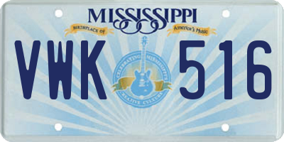 MS license plate VWK516