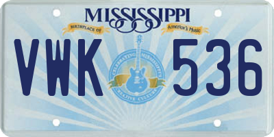MS license plate VWK536