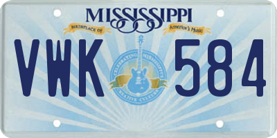 MS license plate VWK584