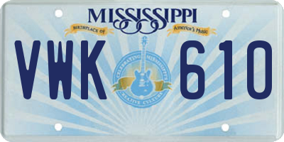 MS license plate VWK610