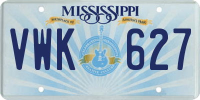 MS license plate VWK627