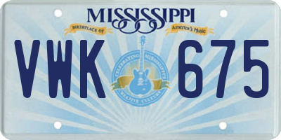 MS license plate VWK675