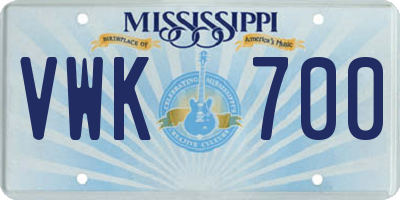 MS license plate VWK700