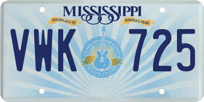 MS license plate VWK725