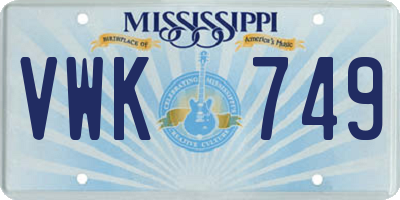 MS license plate VWK749