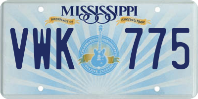 MS license plate VWK775