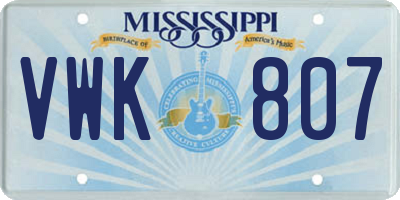 MS license plate VWK807
