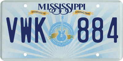 MS license plate VWK884