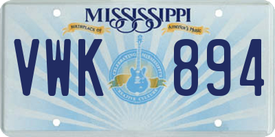 MS license plate VWK894