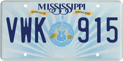 MS license plate VWK915