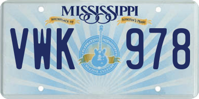 MS license plate VWK978