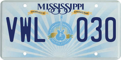 MS license plate VWL030