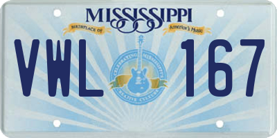 MS license plate VWL167