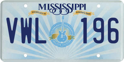 MS license plate VWL196