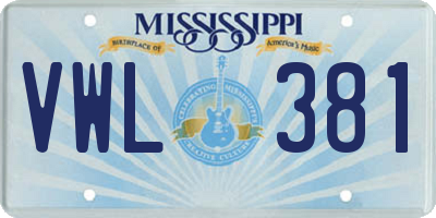MS license plate VWL381