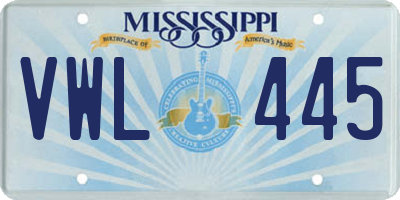 MS license plate VWL445