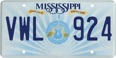 MS license plate VWL924