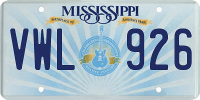 MS license plate VWL926