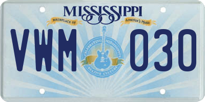 MS license plate VWM030
