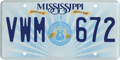 MS license plate VWM672