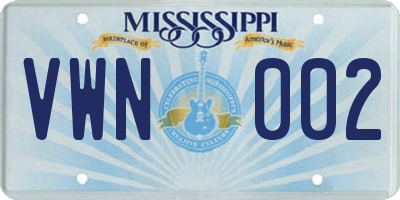 MS license plate VWN002