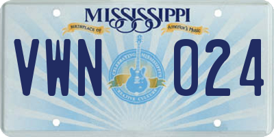 MS license plate VWN024