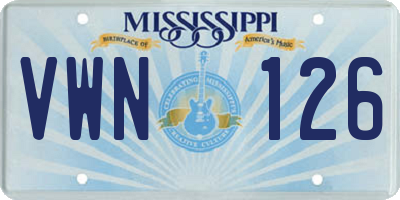MS license plate VWN126