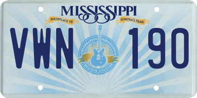 MS license plate VWN190