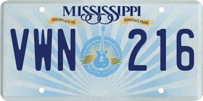 MS license plate VWN216