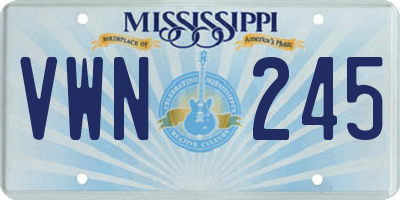 MS license plate VWN245