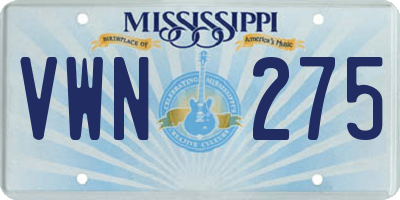 MS license plate VWN275