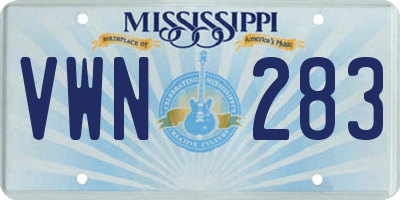 MS license plate VWN283