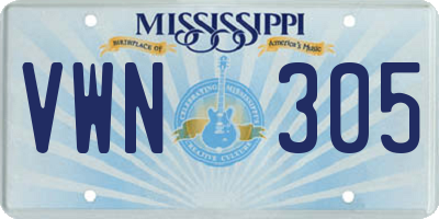 MS license plate VWN305