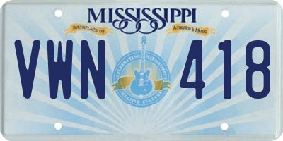 MS license plate VWN418