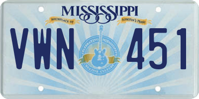 MS license plate VWN451