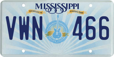 MS license plate VWN466