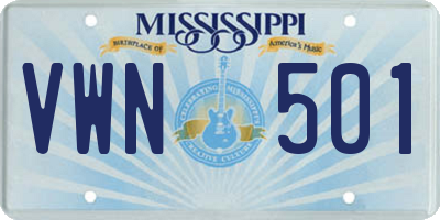 MS license plate VWN501