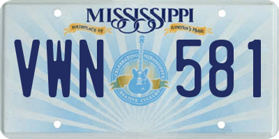 MS license plate VWN581
