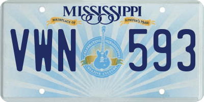 MS license plate VWN593