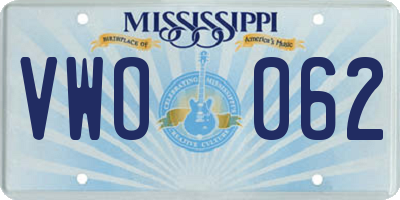 MS license plate VWO062